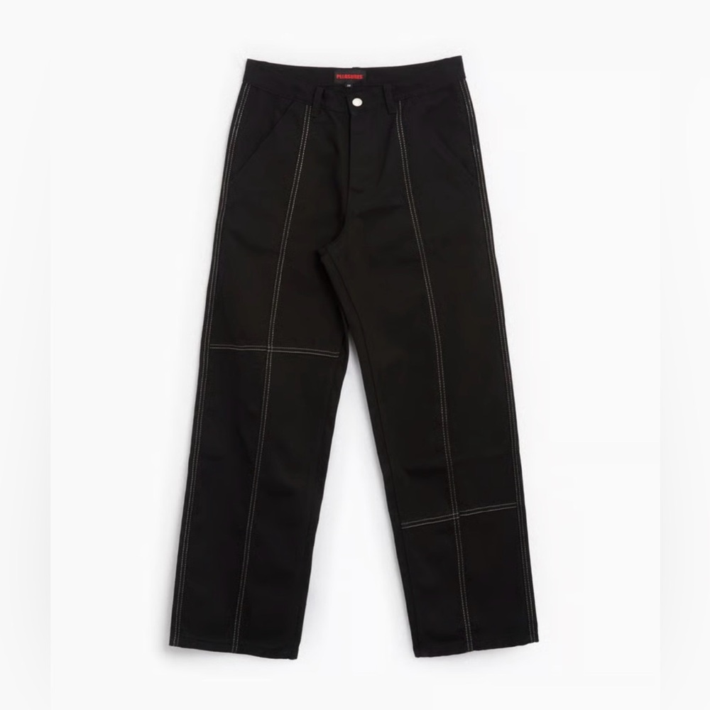 Pleasures Black Pants with White Stitching
